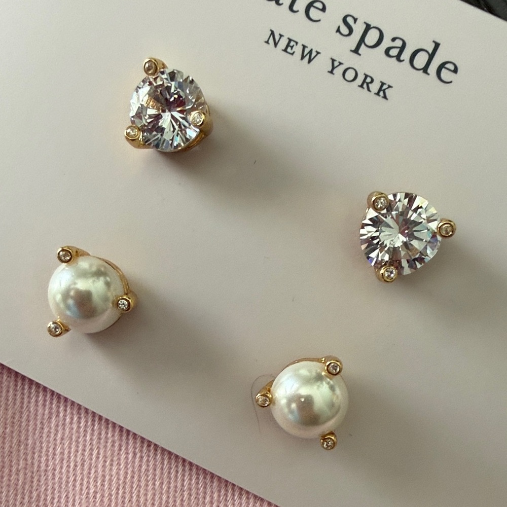 Kate Spade Gold and Pearl Stud Earrings - Picture 5 of 7